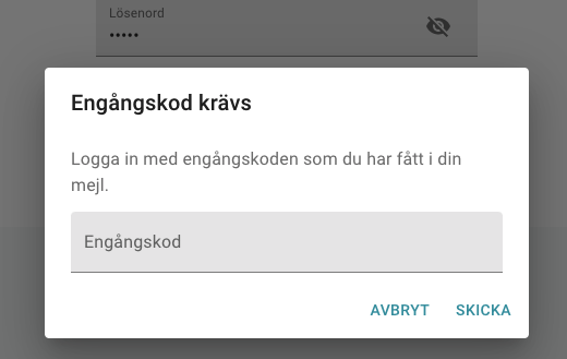 Engångskod krävs