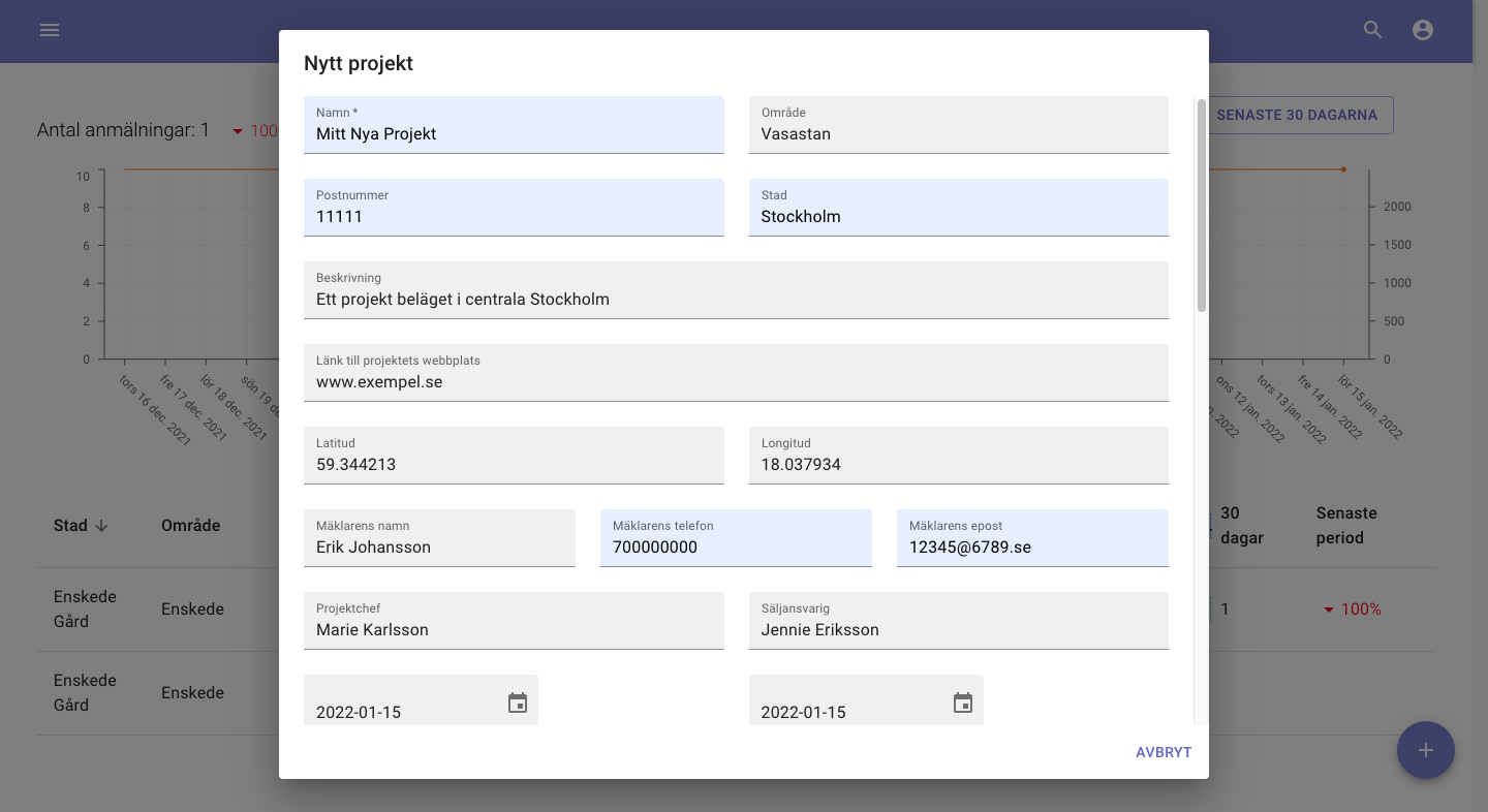 Skapa ett helt nytt projekt