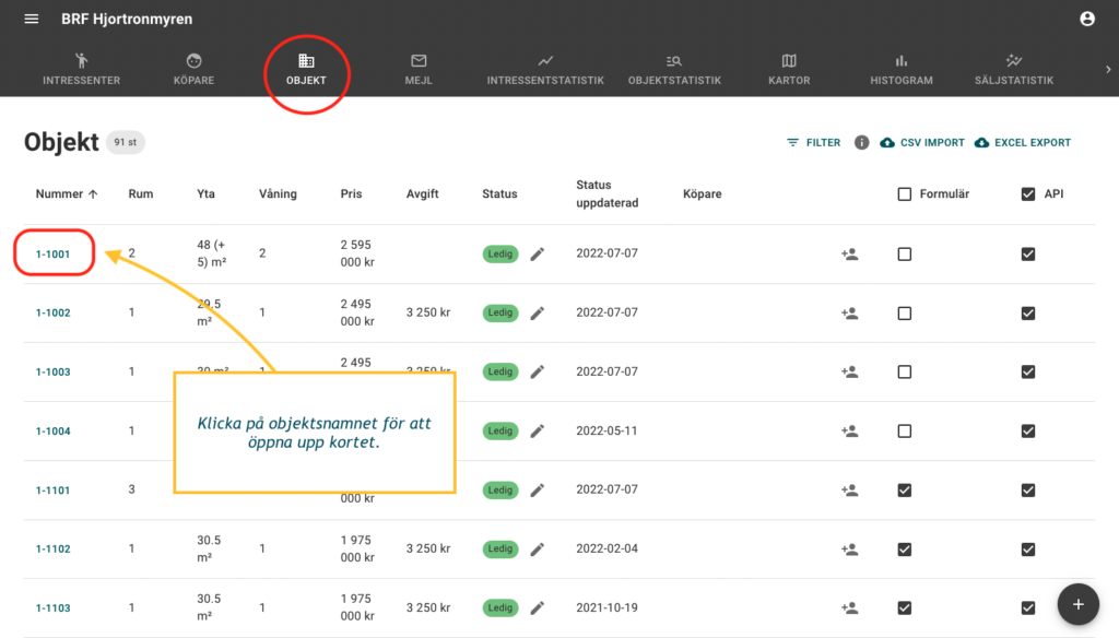 Lägga till köpare objektkort