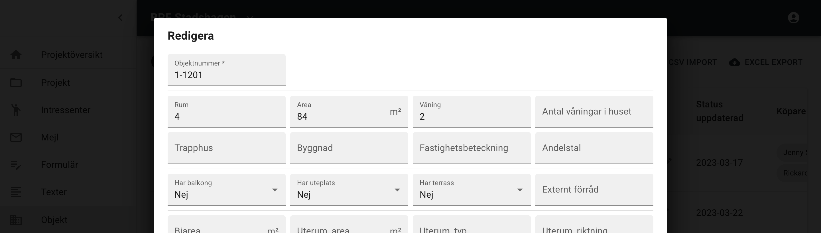 Redigera informationen