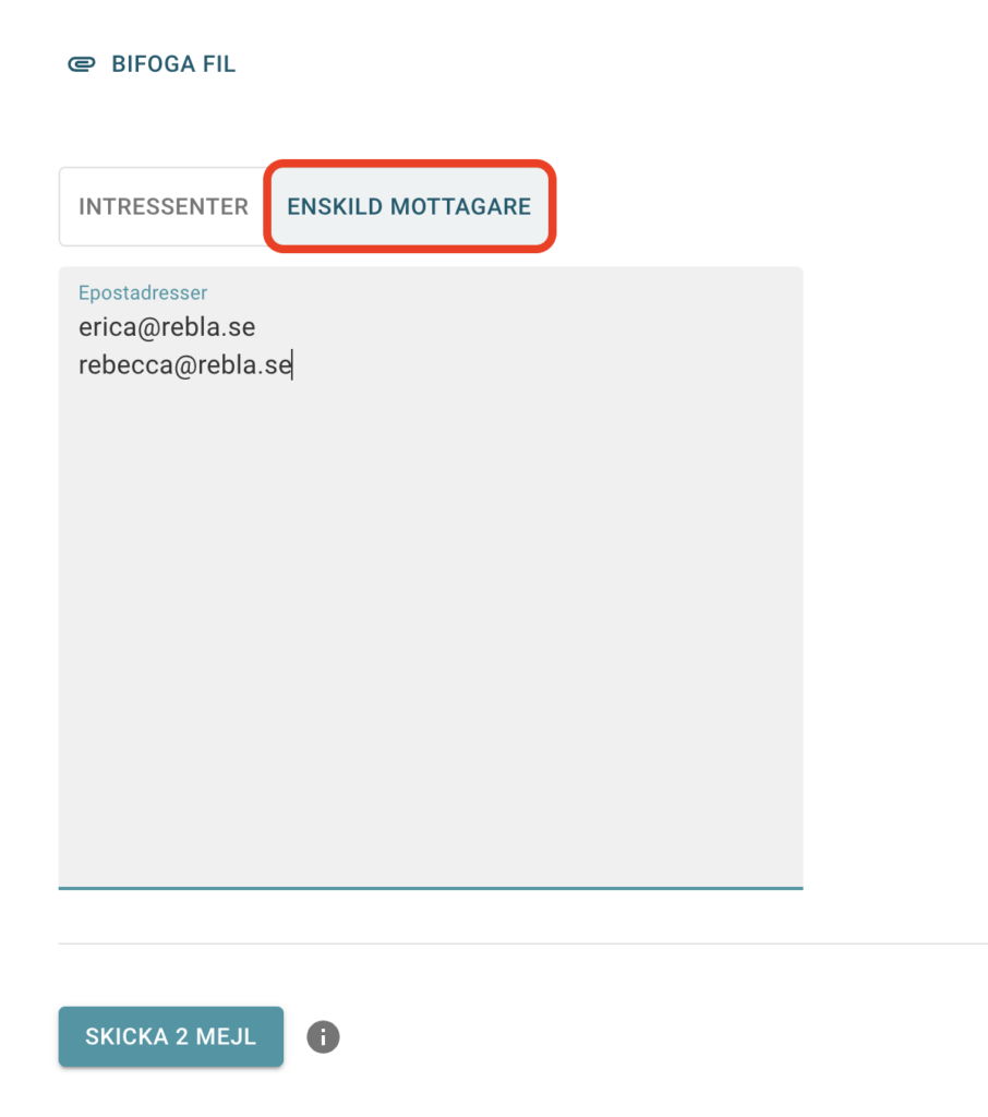 Skicka mejl till enskilda mottagare