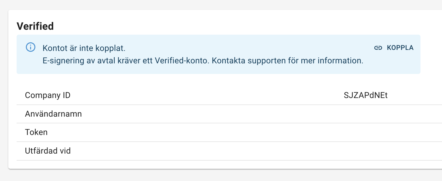 Verified account not linked