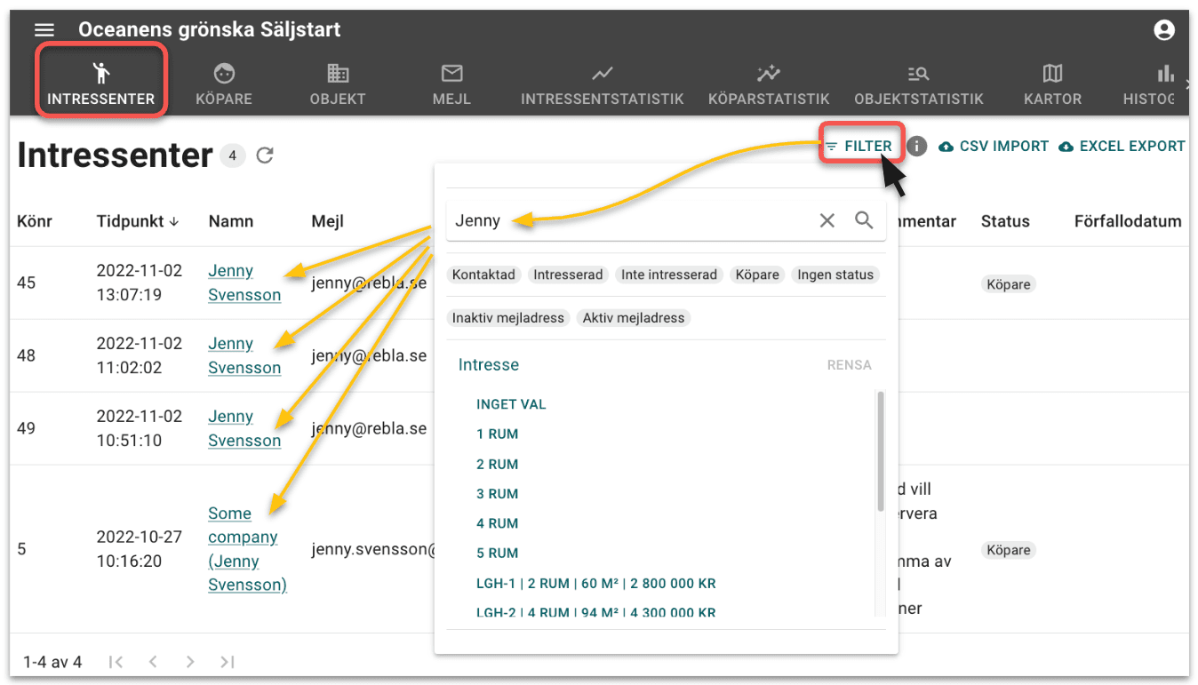 Filtersokresultat