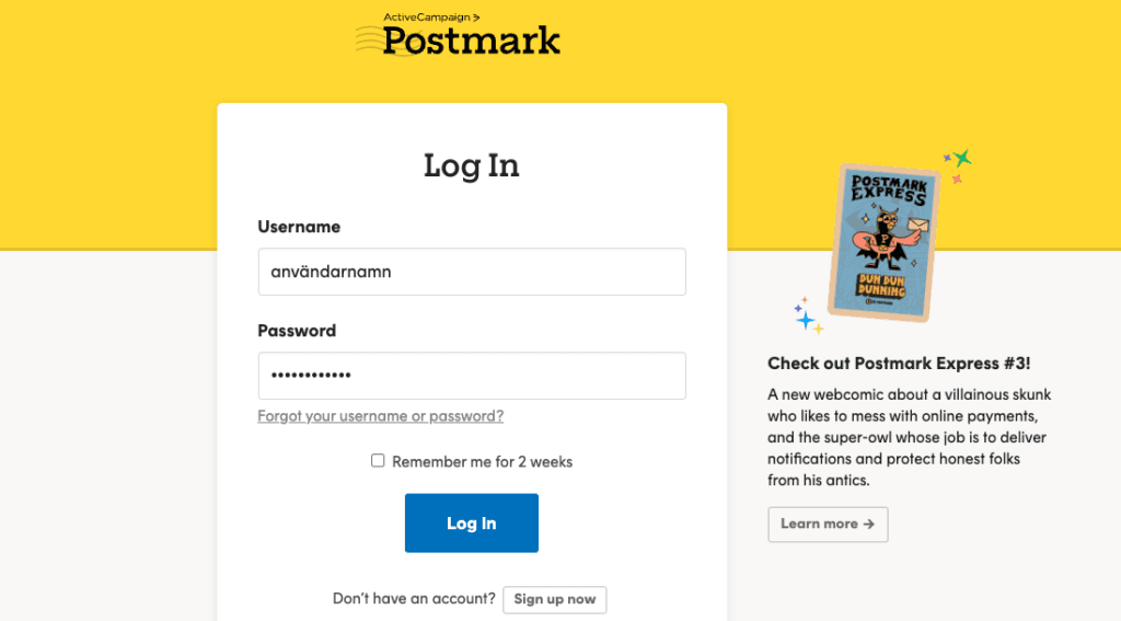 Logga in på Postmark - headerbilden