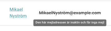 Mejladressen är inaktiv