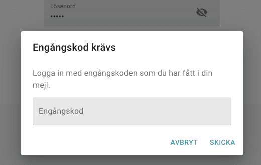 Engångskod krävs