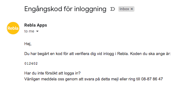 Engångskod logga in