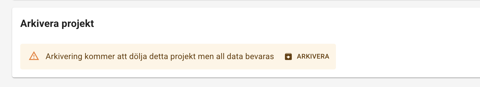 Arkivera projekt