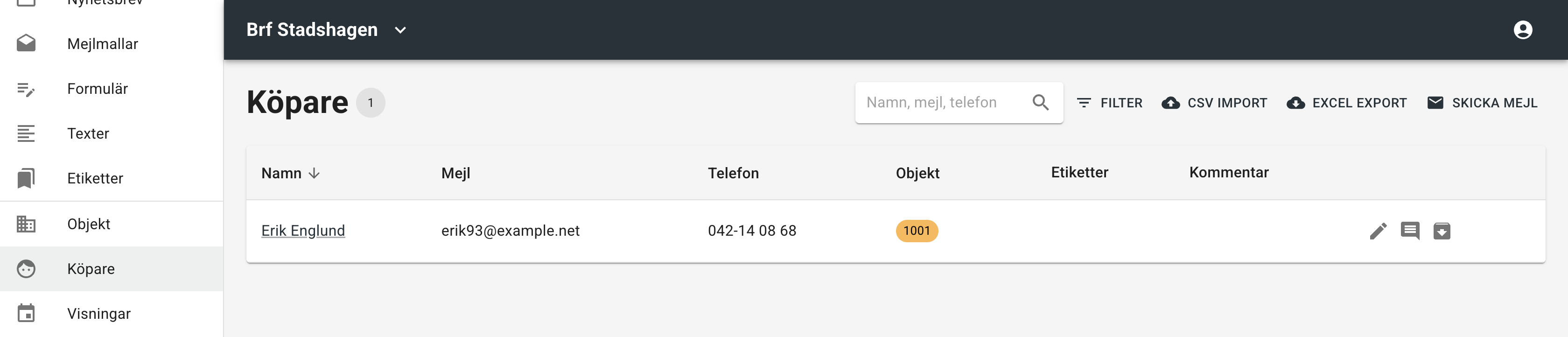Välj köpare att avboka