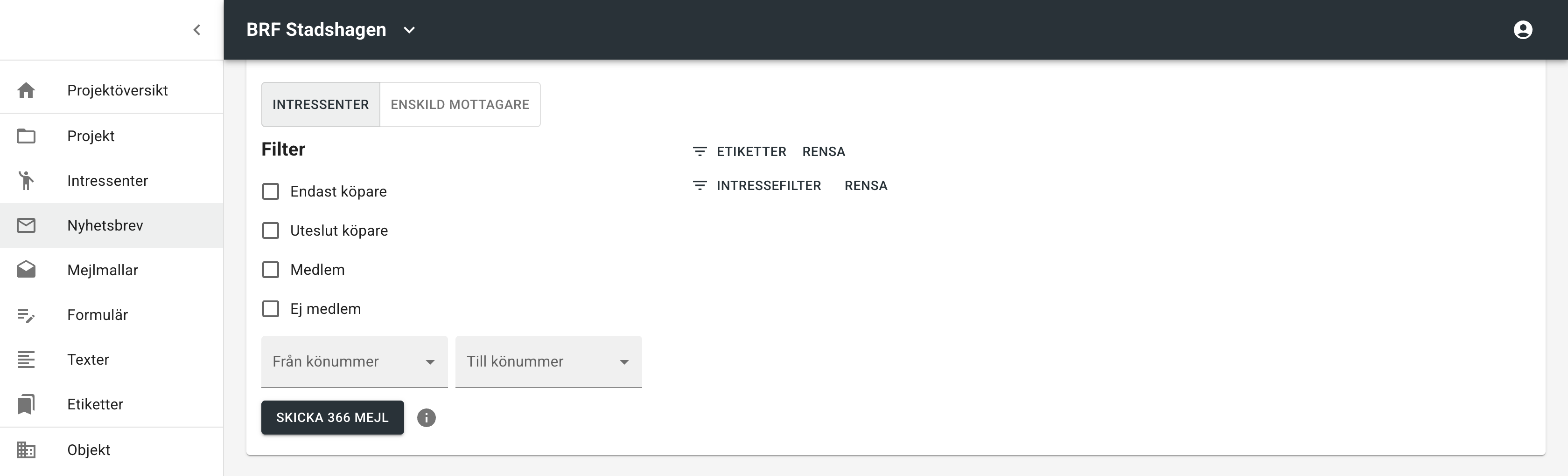 Filter för mottagare