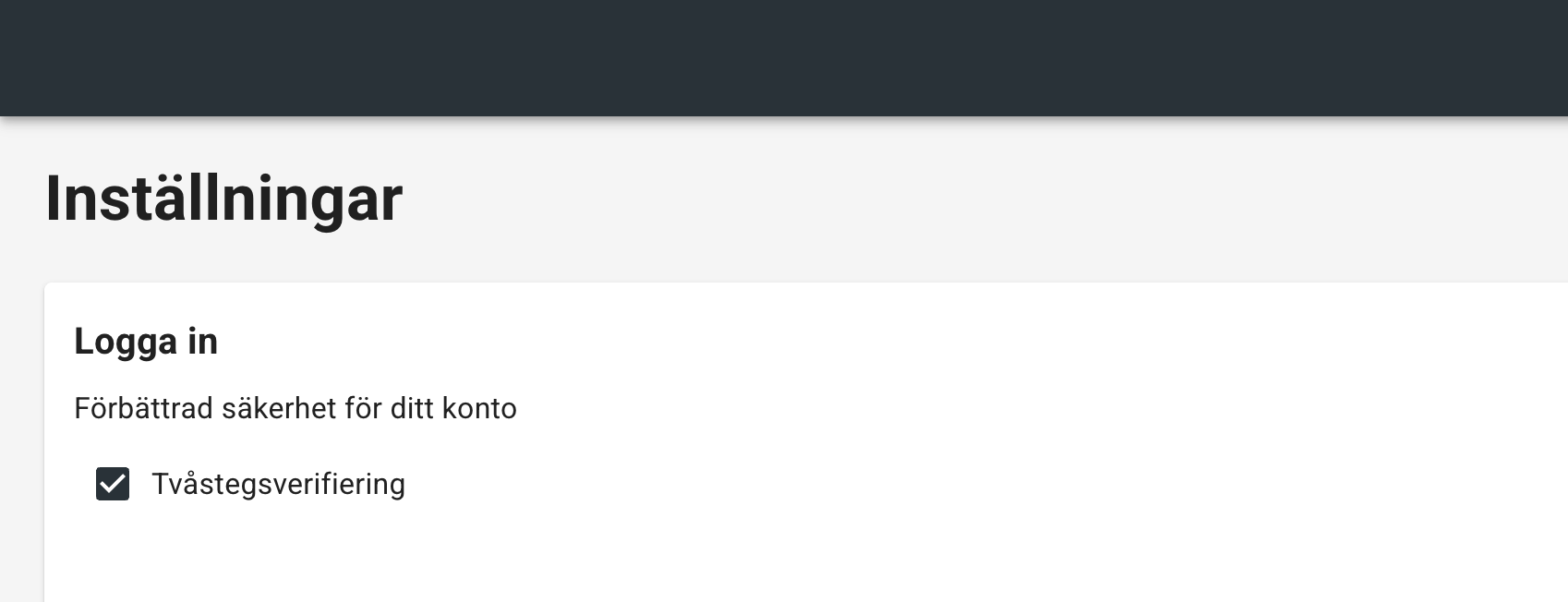 Tvåstegsverifiering kryssruta